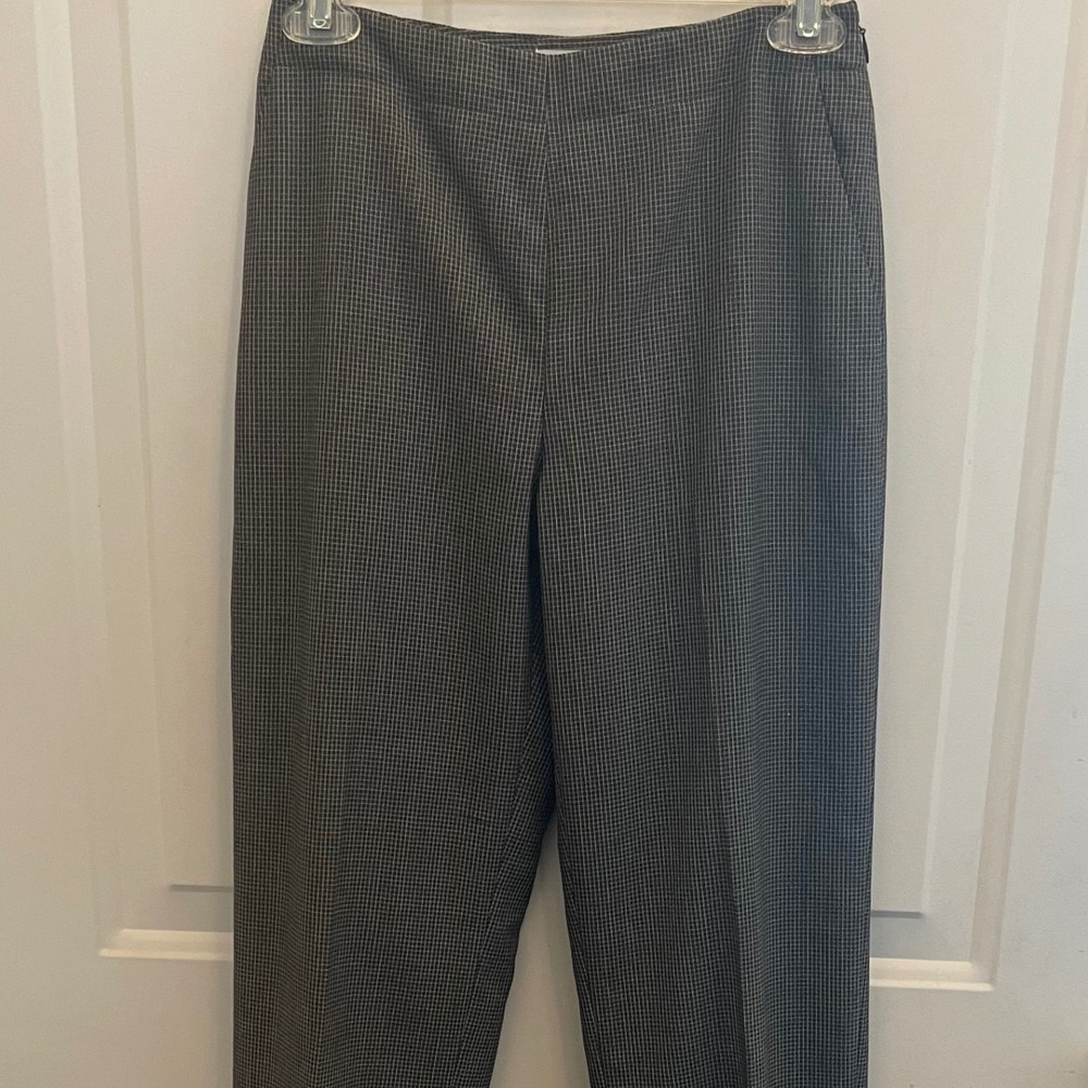 Ann Taylor Loft Petites‎ Wool Blend Micro Check Dress Pants Grey Black White 0P